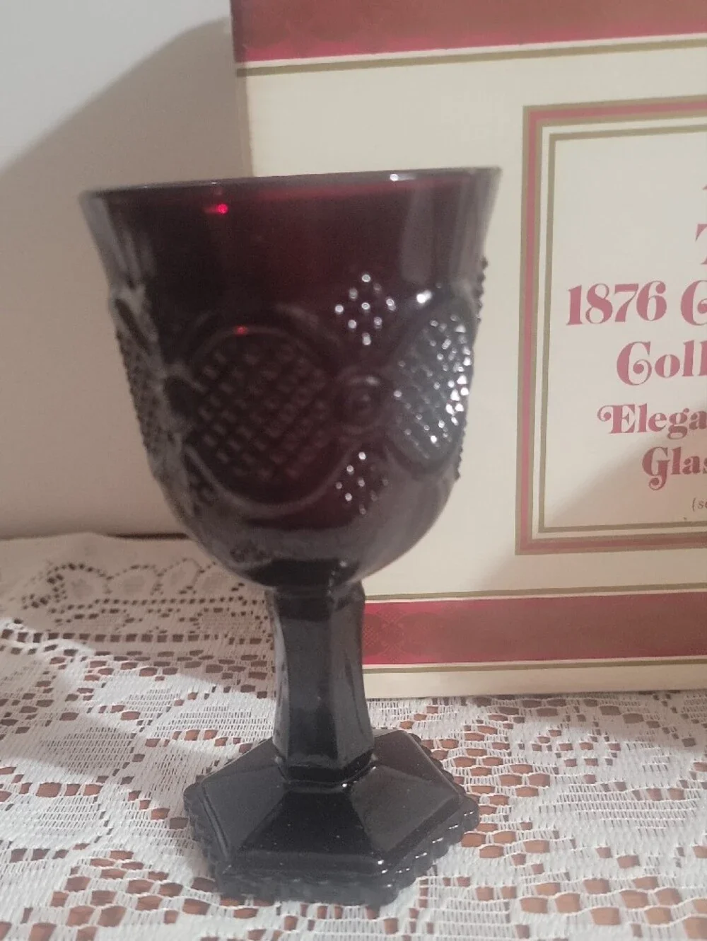 Avon Cape Cod 1876 Ruby Red  Wine Glass Pair